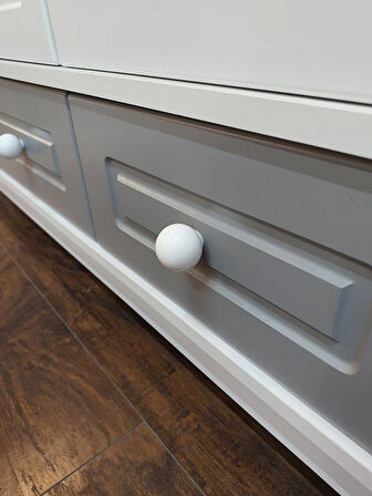 %100 MDF Stella Gri Beyaz 4 Kapılı Bebek & Çocuk Gardırop