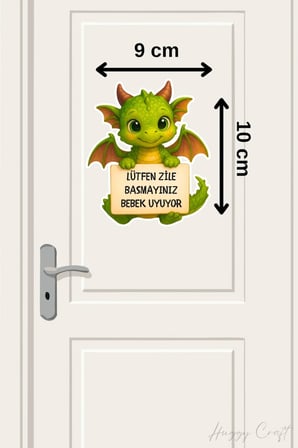 Yavru Dinazor Lütfen Zile Basmayınız Bebek Uyuyor Sticker Kapı Zili Etiketi