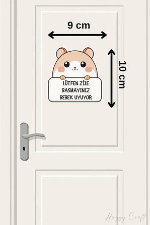 Lütfen Zile Basmayınız Bebek Uyuyor Şirin Kedi Sticker Kapı Zili Etiketi