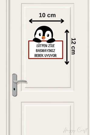 Sevimli Penguen Sticker Bebek Uyuyor Kapı Zili Etiketi
