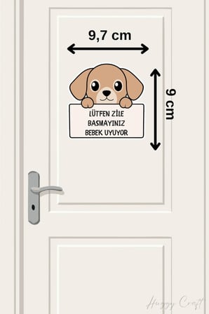 Lütfen Zile Basmayınız Bebek Uyuyor Sevimli Köpek Sticker Kapı Zili Etiketi