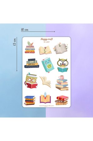 Kitap Okuma Temalı 4'lü Sticker Set Bullet Journal (name, Ketebe, Reading Time, Nesren, Books)