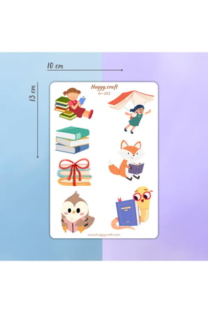 Kitap Okuma Temalı 4'lü Sticker Set Bullet Journal (name, Ketebe, Reading Time, Nesren, Books)