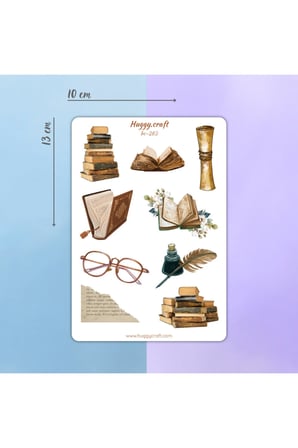 Kitap Okuma Temalı 4'lü Sticker Set Bullet Journal (name, Ketebe, Reading Time, Nesren, Books)