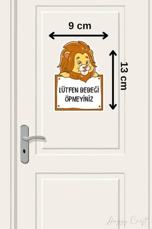 Sevimli Aslan v2 Sticker Lütfen Bebeği Öpmeyiniz Etiketi