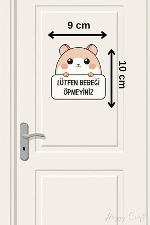 Minnoş Kedi Sticker Lütfen Bebeği Öpmeyiniz Etiketi