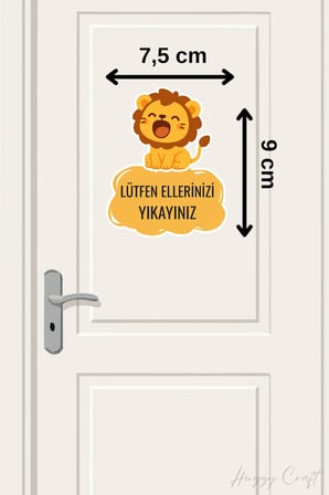Minik Aslan Sticker Lütfen Ellerinizi Yıkayınız Etiketi