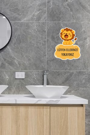 Minik Aslan Sticker Lütfen Ellerinizi Yıkayınız Etiketi