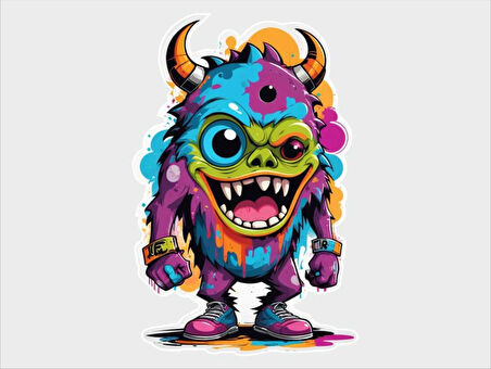10x10 cm Canavar V2 Sticker Sticker Araba Motor Kask Defter Masa