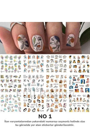 Renkli ve Desenli Tırnak Stickerları - Nail Art Sticker Çeşitleri - Su ile Yapışan Kolay Uygulama