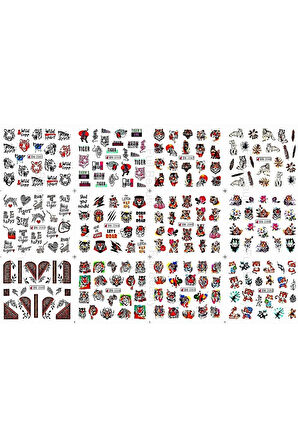 Renkli ve Desenli Tırnak Stickerları - Nail Art Sticker Çeşitleri - Su ile Yapışan Kolay Uygulama
