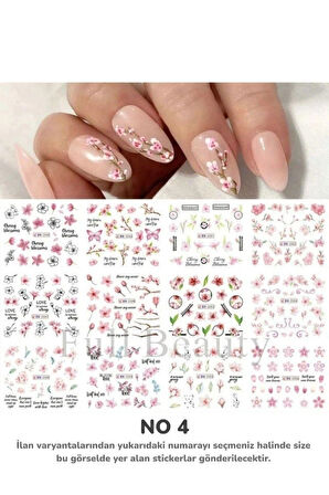 Renkli ve Desenli Tırnak Stickerları - Nail Art Sticker Çeşitleri - Su ile Yapışan Kolay Uygulama