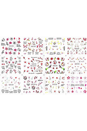 Renkli ve Desenli Tırnak Stickerları - Nail Art Sticker Çeşitleri - Su ile Yapışan Kolay Uygulama