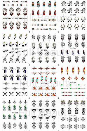 Renkli ve Desenli Tırnak Stickerları - Nail Art Sticker Çeşitleri - Su ile Yapışan Kolay Uygulama