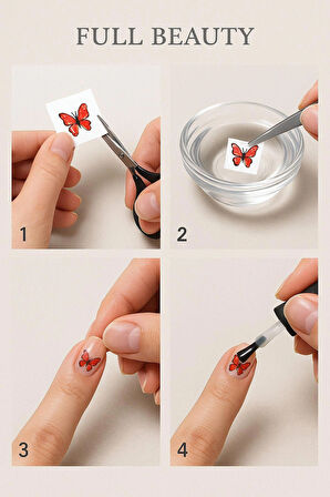 Renkli ve Desenli Tırnak Stickerları - Nail Art Sticker Çeşitleri - Su ile Yapışan Kolay Uygulama