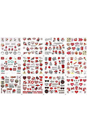 Renkli ve Desenli Tırnak Stickerları - Nail Art Sticker Çeşitleri - Su ile Yapışan Kolay Uygulama