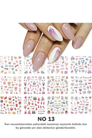 Renkli ve Desenli Tırnak Stickerları - Nail Art Sticker Çeşitleri - Su ile Yapışan Kolay Uygulama