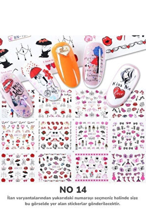 Renkli ve Desenli Tırnak Stickerları - Nail Art Sticker Çeşitleri - Su ile Yapışan Kolay Uygulama