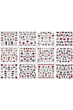 Renkli ve Desenli Tırnak Stickerları - Nail Art Sticker Çeşitleri - Su ile Yapışan Kolay Uygulama