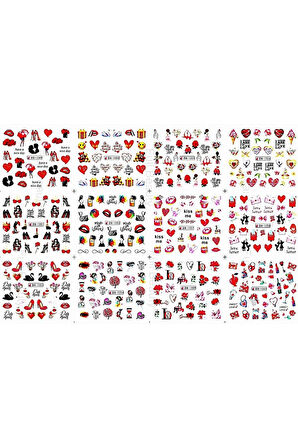 Renkli ve Desenli Tırnak Stickerları - Nail Art Sticker Çeşitleri - Su ile Yapışan Kolay Uygulama