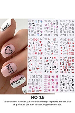 Renkli ve Desenli Tırnak Stickerları - Nail Art Sticker Çeşitleri - Su ile Yapışan Kolay Uygulama