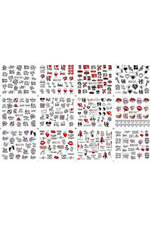 Renkli ve Desenli Tırnak Stickerları - Nail Art Sticker Çeşitleri - Su ile Yapışan Kolay Uygulama