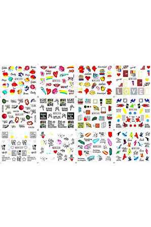 Renkli ve Desenli Tırnak Stickerları - Nail Art Sticker Çeşitleri - Su ile Yapışan Kolay Uygulama