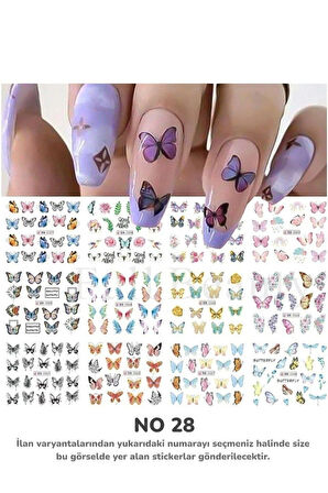 Renkli ve Desenli Tırnak Stickerları - Nail Art Sticker Çeşitleri - Su ile Yapışan Kolay Uygulama
