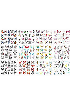 Renkli ve Desenli Tırnak Stickerları - Nail Art Sticker Çeşitleri - Su ile Yapışan Kolay Uygulama