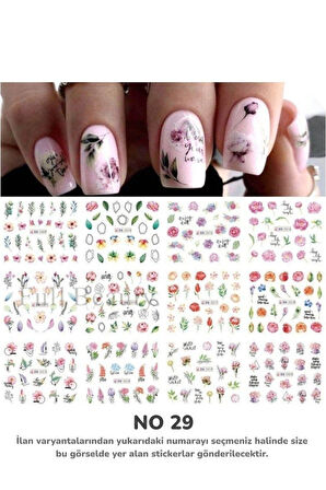 Renkli ve Desenli Tırnak Stickerları - Nail Art Sticker Çeşitleri - Su ile Yapışan Kolay Uygulama