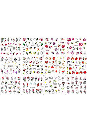 Renkli ve Desenli Tırnak Stickerları - Nail Art Sticker Çeşitleri - Su ile Yapışan Kolay Uygulama