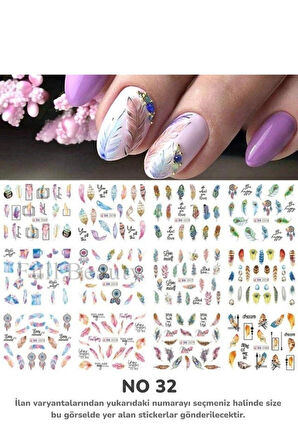 Renkli ve Desenli Tırnak Stickerları - Nail Art Sticker Çeşitleri - Su ile Yapışan Kolay Uygulama