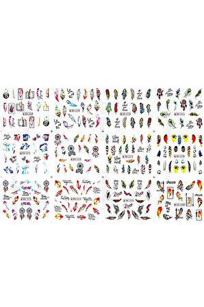 Renkli ve Desenli Tırnak Stickerları - Nail Art Sticker Çeşitleri - Su ile Yapışan Kolay Uygulama