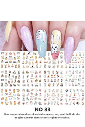 Renkli ve Desenli Tırnak Stickerları - Nail Art Sticker Çeşitleri - Su ile Yapışan Kolay Uygulama