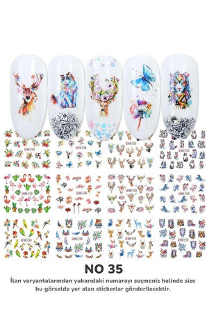 Renkli ve Desenli Tırnak Stickerları - Nail Art Sticker Çeşitleri - Su ile Yapışan Kolay Uygulama
