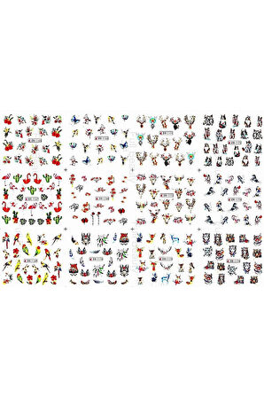Renkli ve Desenli Tırnak Stickerları - Nail Art Sticker Çeşitleri - Su ile Yapışan Kolay Uygulama