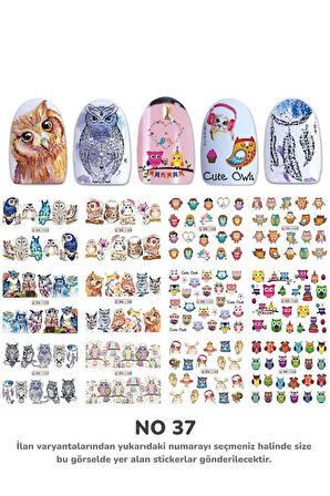 Renkli ve Desenli Tırnak Stickerları - Nail Art Sticker Çeşitleri - Su ile Yapışan Kolay Uygulama