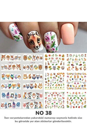 Renkli ve Desenli Tırnak Stickerları - Nail Art Sticker Çeşitleri - Su ile Yapışan Kolay Uygulama