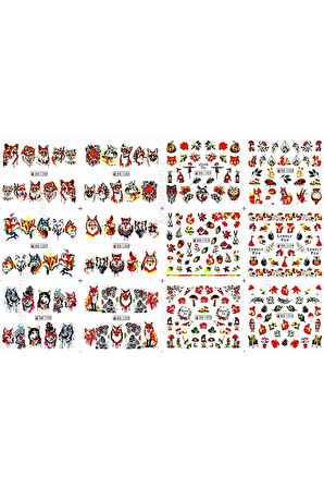 Renkli ve Desenli Tırnak Stickerları - Nail Art Sticker Çeşitleri - Su ile Yapışan Kolay Uygulama