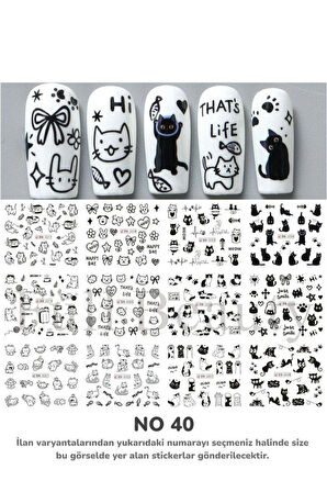 Renkli ve Desenli Tırnak Stickerları - Nail Art Sticker Çeşitleri - Su ile Yapışan Kolay Uygulama