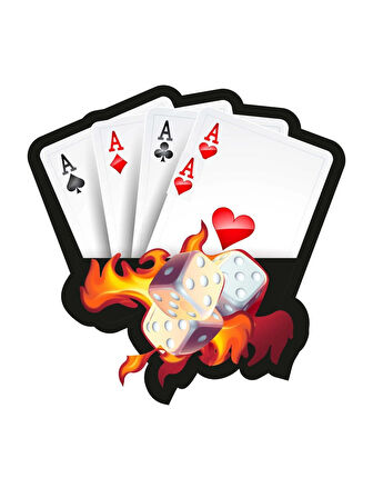 10x10 cm Poker Kağıdı ve Zarlar Sticker Laptop Kask Araba Motor 