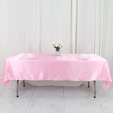 Pembe Saten Masa Örtüsü 140 x 200
