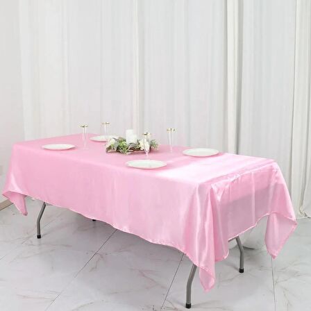 Pembe Saten Masa Örtüsü 140 x 240