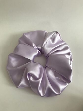 Lila Saten Jumbo Büyük Boy XL Scrunchie Lastikli Simit Toka