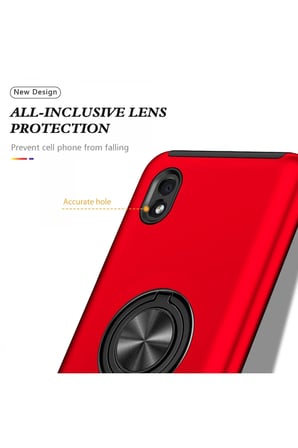 Galaxy A01 Core Kılıf Elit Yüzüklü Kapak - Kırmızı