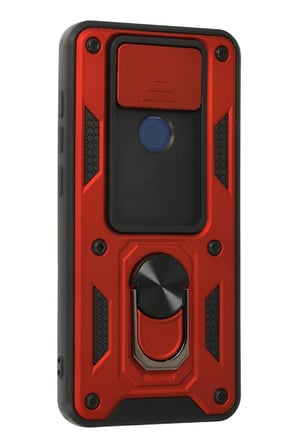 Redmi Note 9 Kılıf Pars Lens Yüzüklü Silikon - Kırmızı