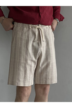 Erkek Old Money Pamuklu Keten Karışımlı Relax Fit Şort &Bermuda