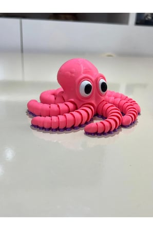Setra 3D Hareketli Mafsallı Dev Ahtapot - 17.5 cm Büyük Boy - Pembe Renk Antistres Figür