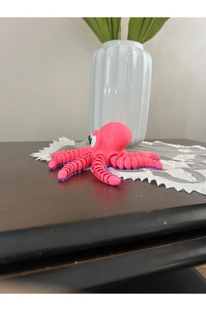 Setra 3D Hareketli Mafsallı Dev Ahtapot - 17.5 cm Büyük Boy - Pembe Renk Antistres Figür