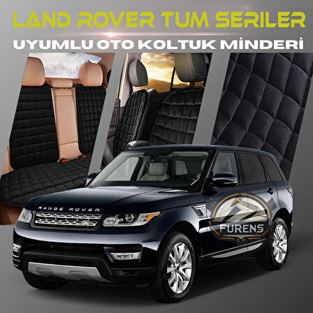 Land Rover Tüm Seriler Siyah Renk Tay Tüyü Cepli & Terletmez Sırtlı Oto Koltuk Minder Seti - Koltuk Koruma Kılıfı (ÖN & ARKA TAM SET)